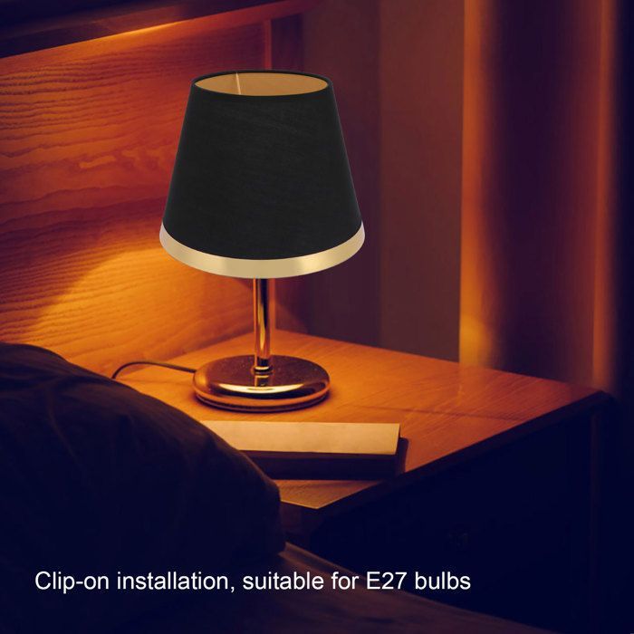 Vvikizy Abat-jour E27 Abat-jour en Tissu Abat-jour Moderne Style Européen pour E27 Lampe de Table Lampadaire deco vendu PX125 noir