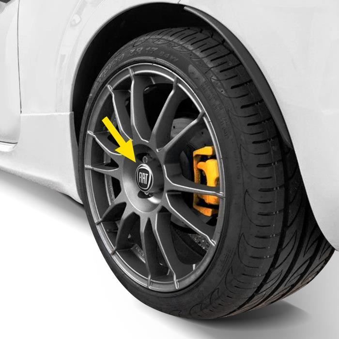 3D Stickers - Fiat - Wheel Cover - Black - 4 Pieces - Diameter 58 mm