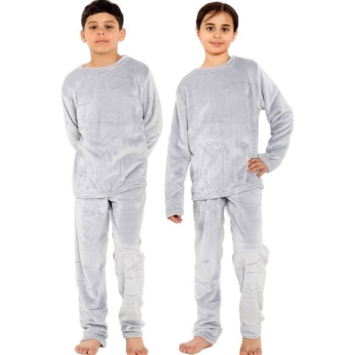 Conjunto de pijama de dos piezas de forro polar cálido con cuello redondo para niños y niñas de 5 a 13 años (A2Z 4 Kids)