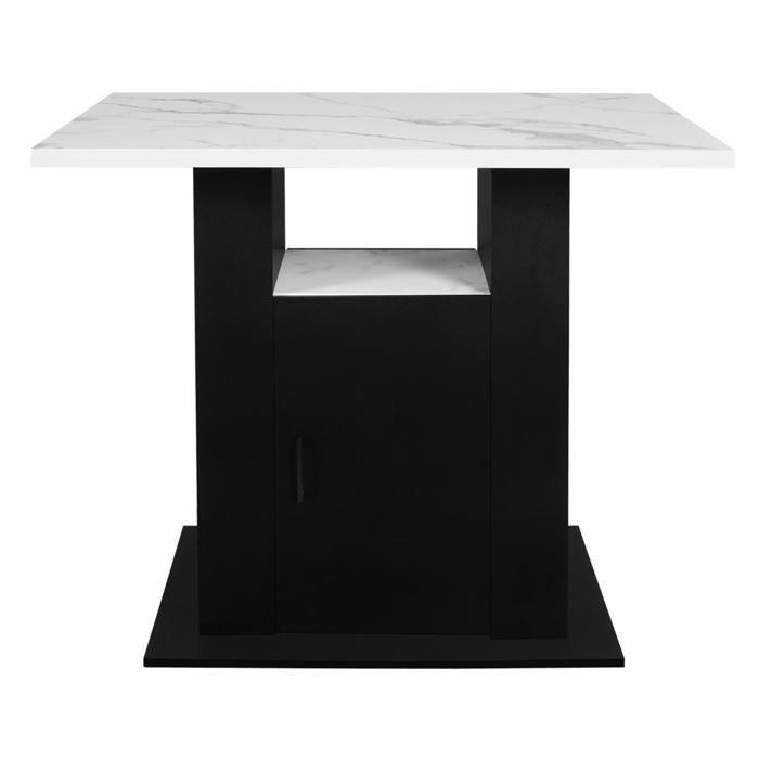 IDMARKET UGO 110cm Central Island in Marble and Black ALASKA Finish with Storage