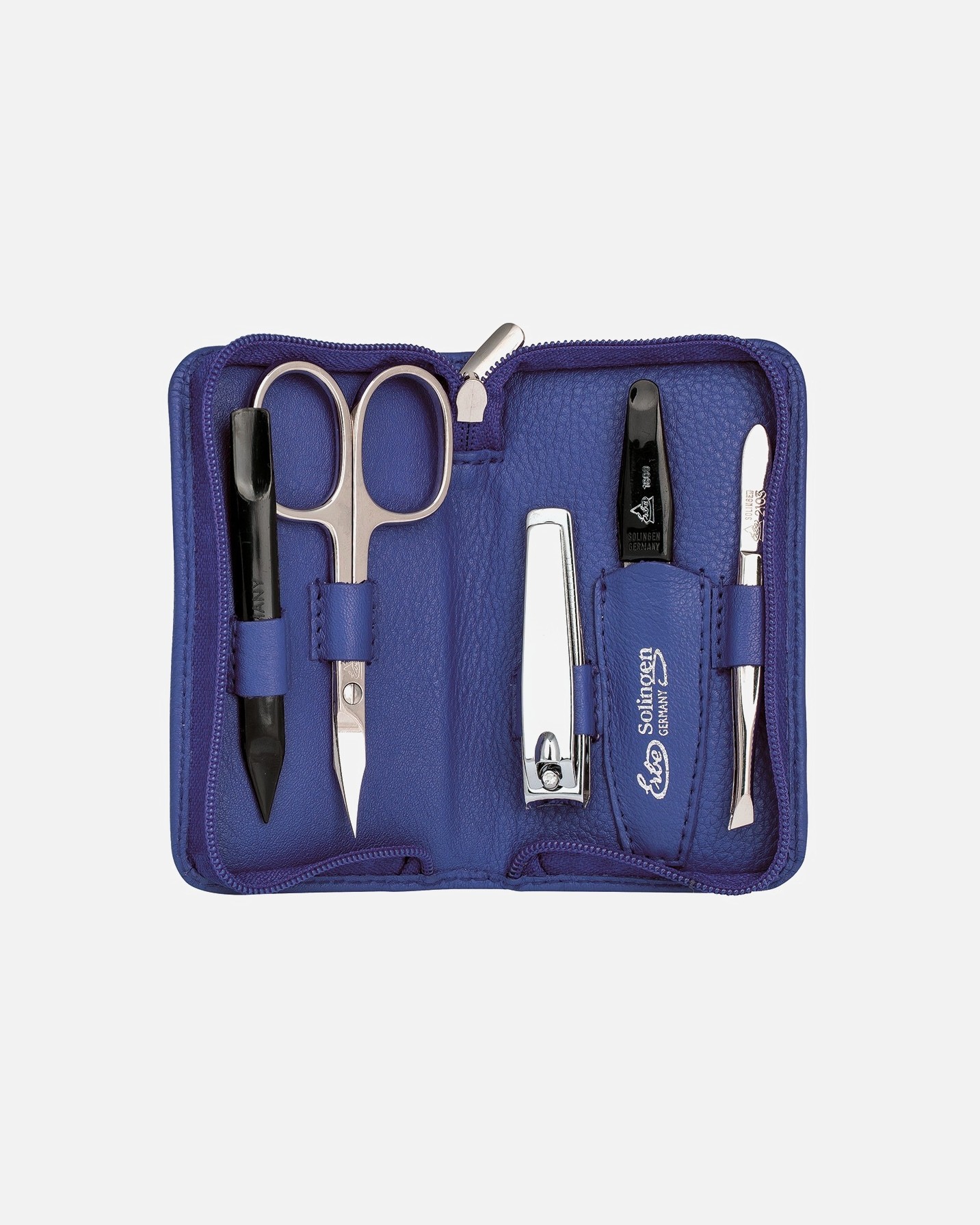 Manikúrové puzdro ERBE Siena so zipsom, séria „Siena“, modré, 5-dielne – 1 kus