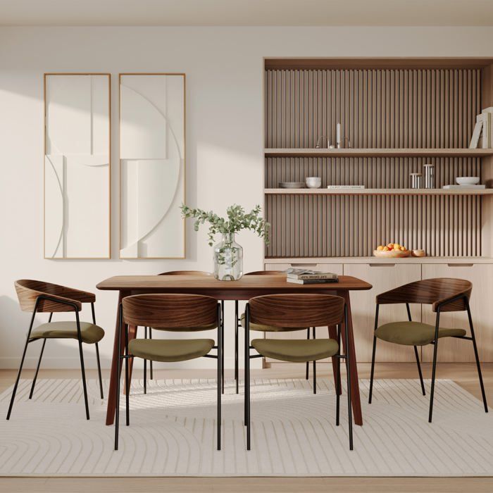 Lot de 2 chaises en velours vert kaki et bois de noyer - Esmée - Rendez-Vous Déco