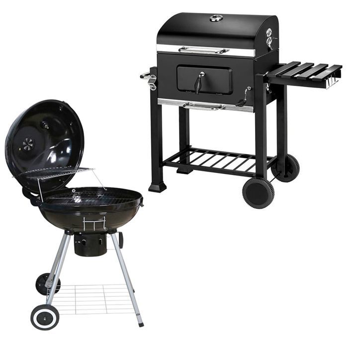 KEDIA Mobiele Buitenbarbecue, Zwart, Metaal, Op Verrijdbaar, Buiten in de Tuin, Houtskool, Draagbaar