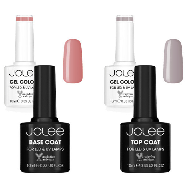 Conjunto de Esmalte em Gel JoLee 4x10ml - 2 Cores + Top Coat e Base