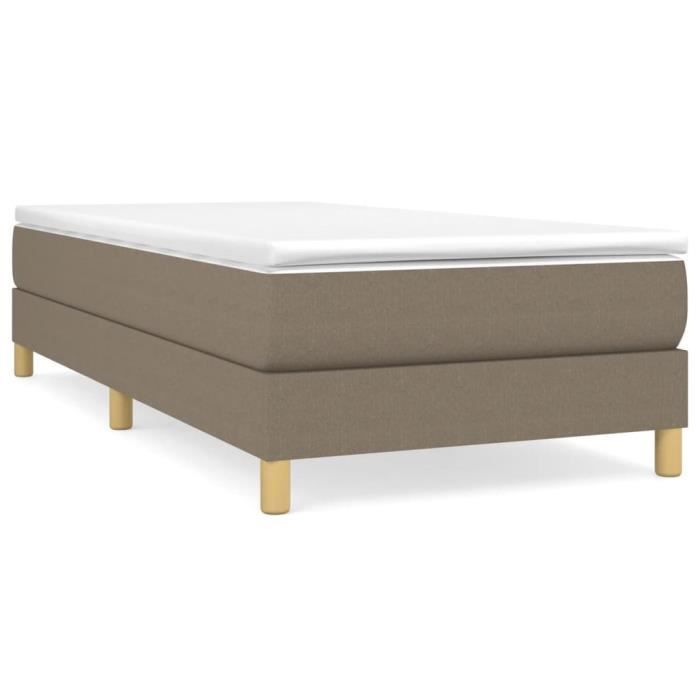Taupekleurige stoffen bedbodem van 90x200 cm met veren - SALALIS - DP25016