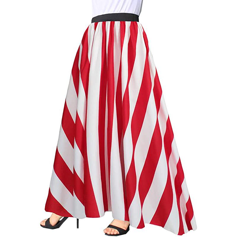Jupe longue rayée en mousseline pour femme, taille haute, idéale pour laver le sol