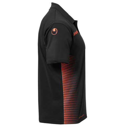  Camisa Polo Score Preta/Laranja Fluorescente Uhlsport