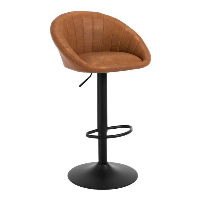 Tabouret Bar WOLTU - Tabouret Cuisine Pivotante - Similicuir Vintage - Hauteur réglable - Marron W0ATT0872-1