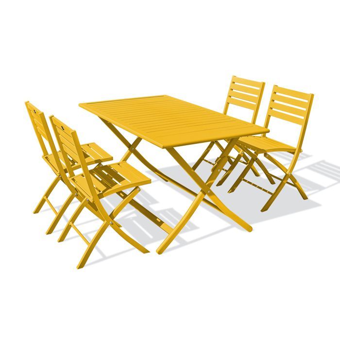 MARIUS 140 cm 4-persoons aluminium eethoek, mosterdgeel