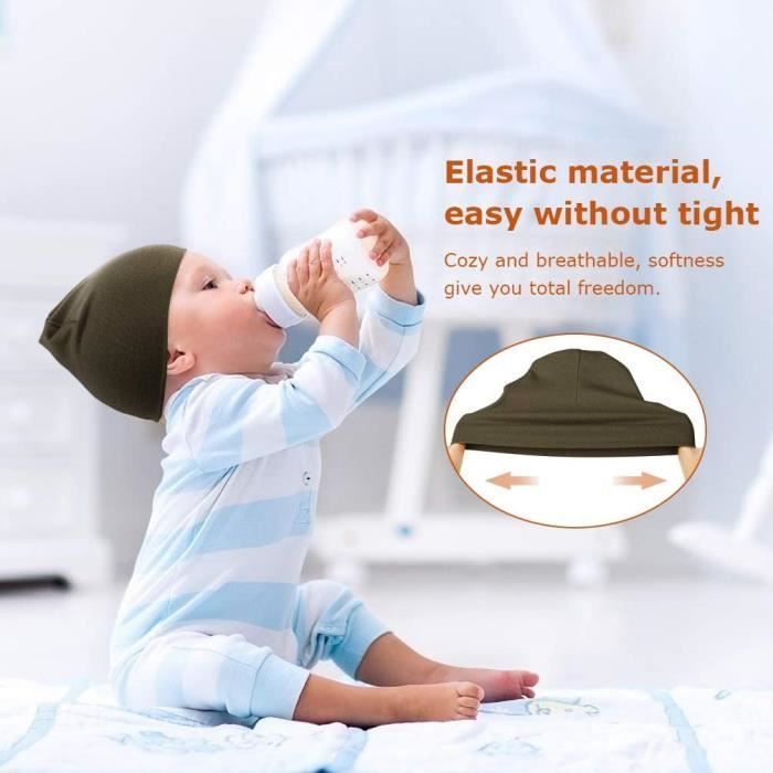 Gorros de bebé - Suaves y bonitos, tejidos a mano - Gorro para recién nacido y niño pequeño - Negro - Algodón - Niño