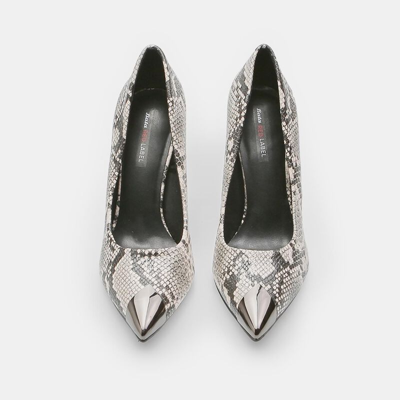 Damskie czółenka na wysokim obcasie Bata Red Label z nadrukiem węża