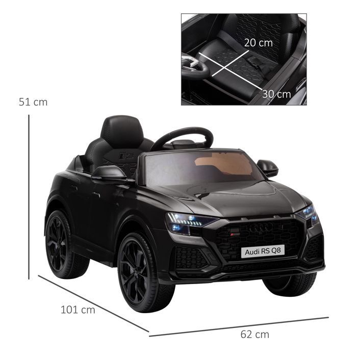 Children's Electric Ride-On Car - HOMCOM - Officially Licensed Audi RS Q8 - with Remote Control, Bluetooth, for Children Ages 3-5 - Black