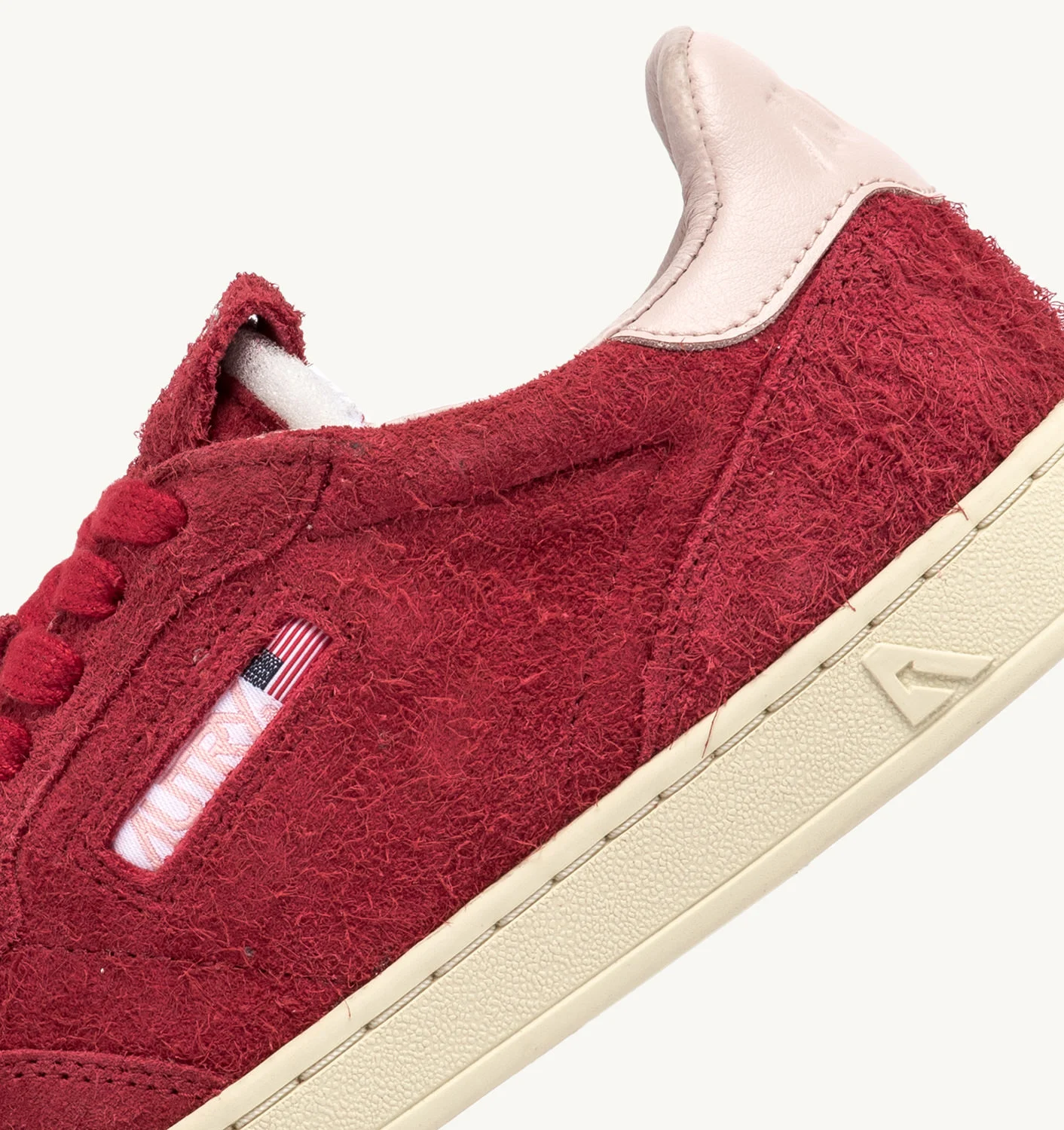 TENIȘI MEDALIST FLAT LOW DIN PIELE ÎNTOARSĂ ROSSO ȘI ROZ PUDRĂ