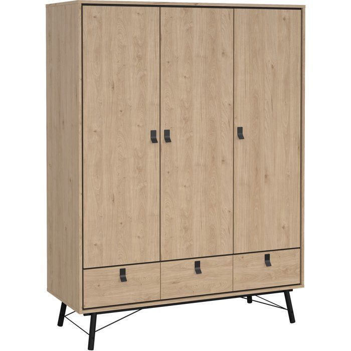 Armoire de chambre - RY - Chêne Jackson Hickory - 3 portes - 3 tiroirs - 150,2 x 60,1 x 200,4 cm