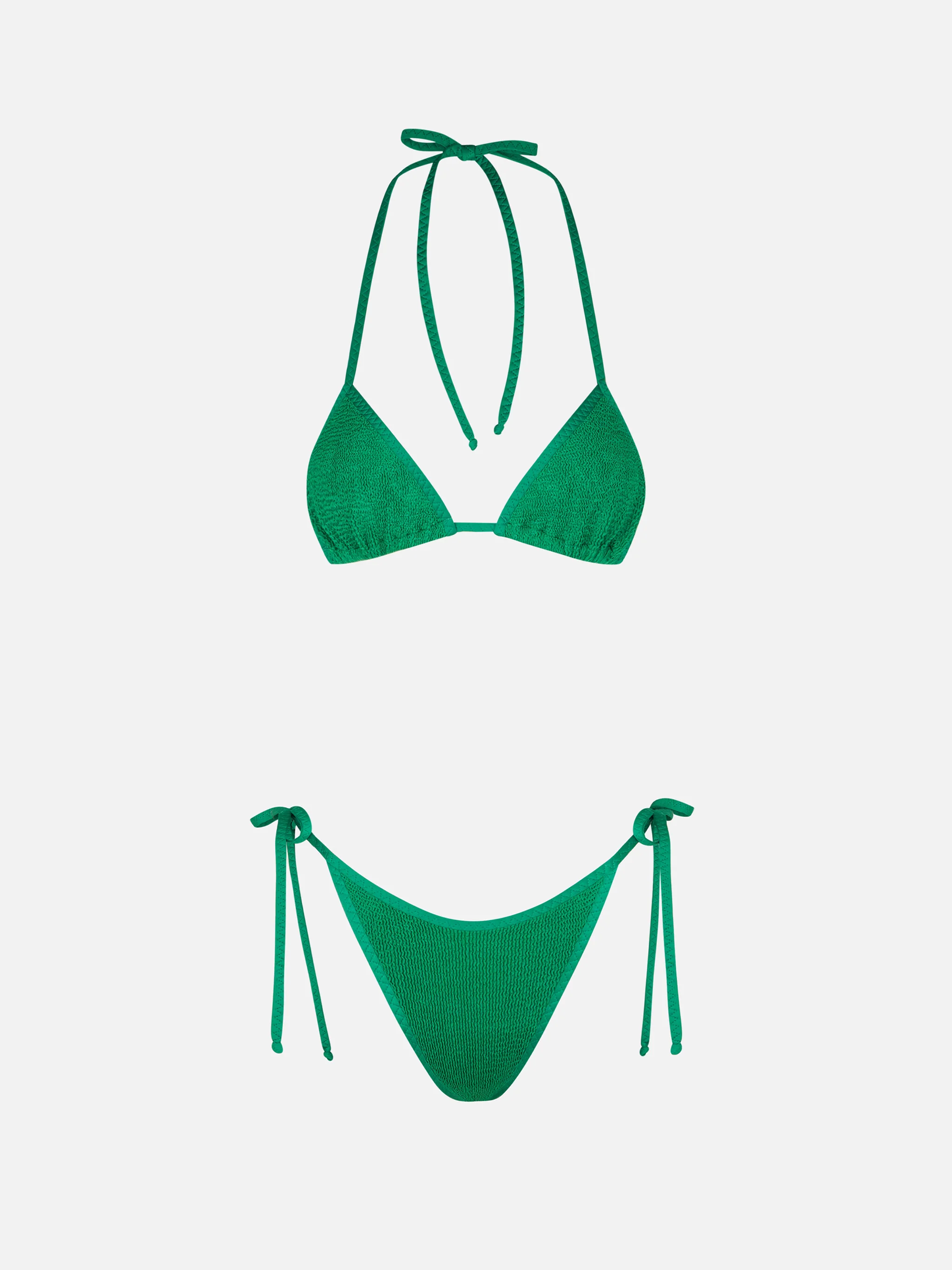 Groene kreukel driehoekige bikini voor dames