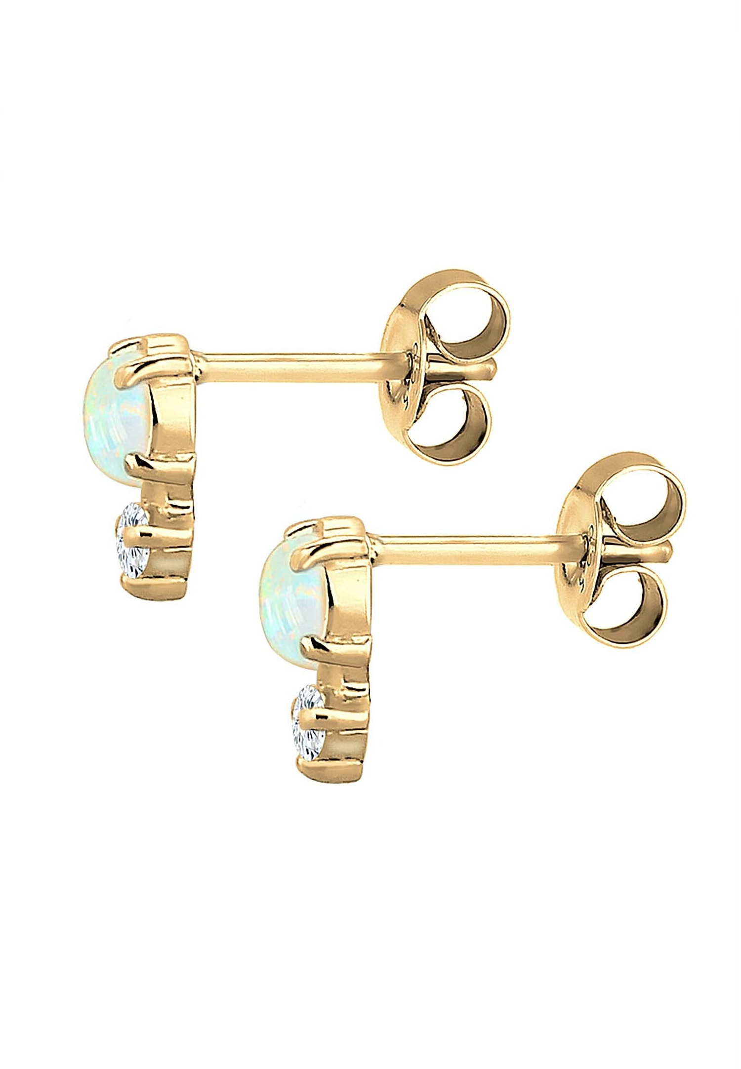 Elli Femmes Clous d'oreilles Vintage avec cristaux de zirconium et opale en argent sterling 925 plaqué or