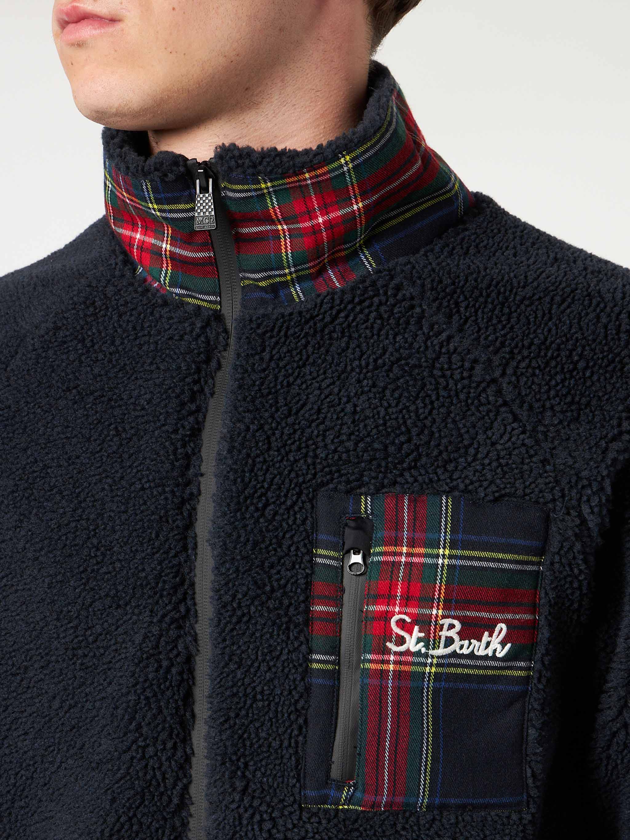 Chaqueta Sherpa con bolsillo y bordado de St. Barth