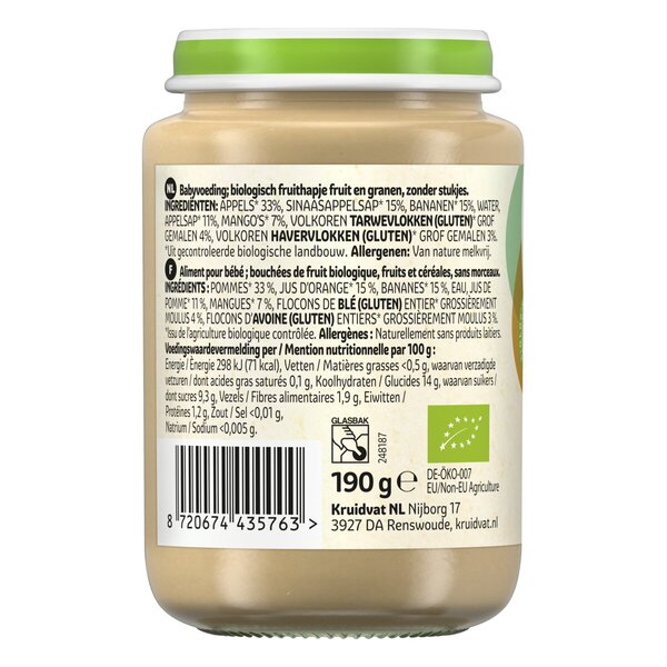 Kruidvat 6+M Gustare cu fructe și cereale organice<br>190g