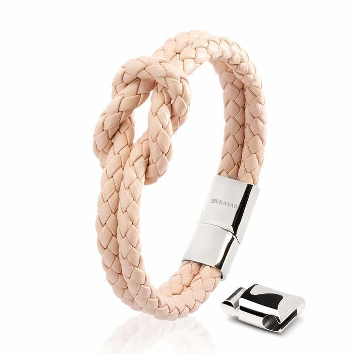 Bracelet en Cuir pour Femmes, SERASAR, B022-20, Rose,  Bijoux bracelet élégants et tendance avec fermoir en acier et magnétique.