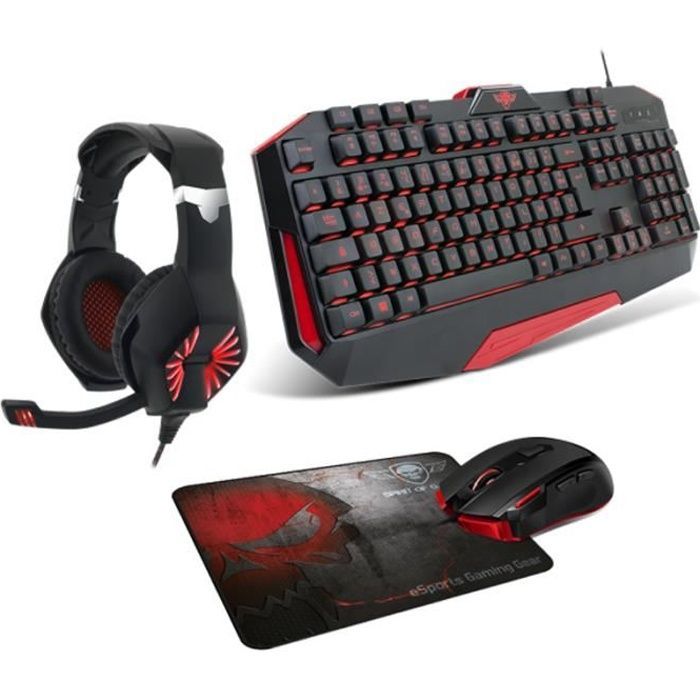 Gaming peripheral bundle - Spirit Of Gamer - Pro-MKH3 - AZERTY keyboard - 3200 DPI mouse - Headset with microphone