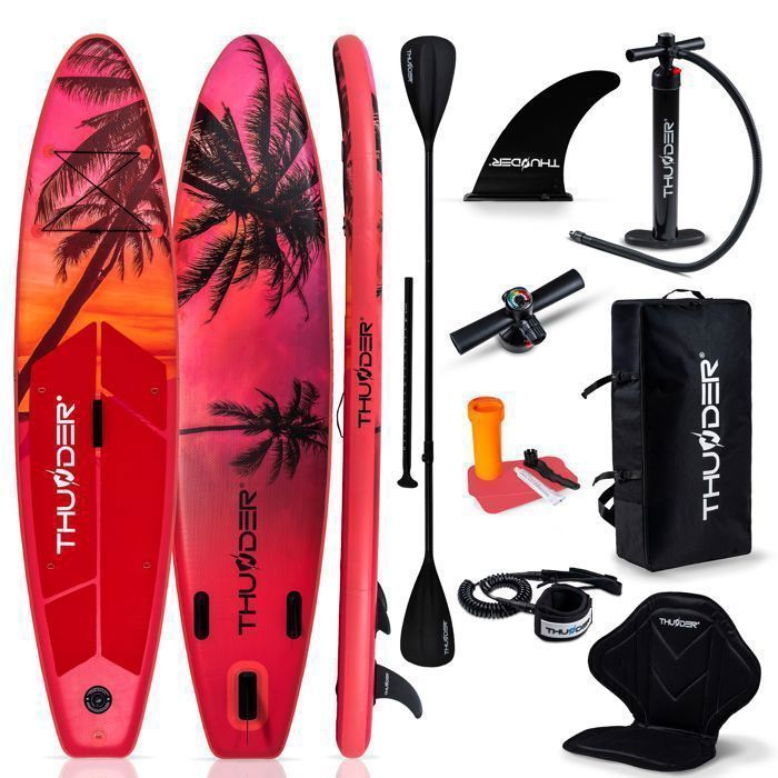 Tabla de paddle surf hinchable THUNDER® para travesías | Accesorios completos | 320 cm | PVC | Estilo ISLE | Rosa