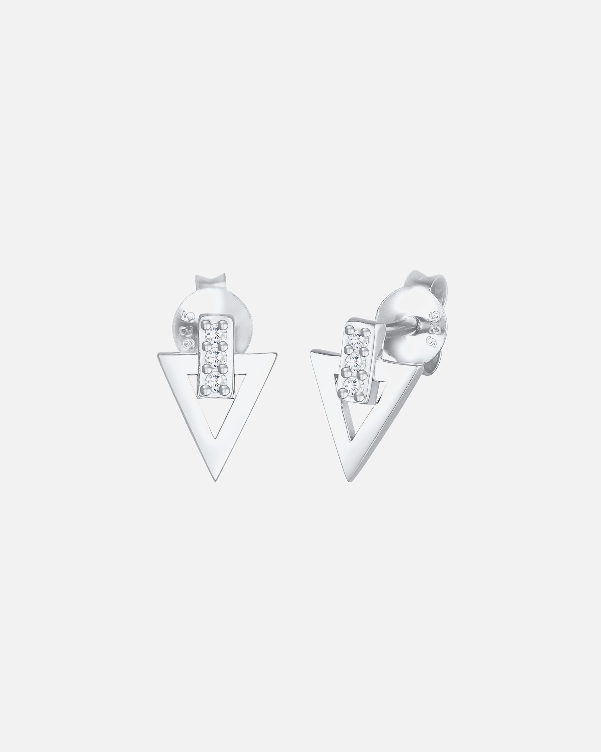 Elli Boucles d'oreilles pour femmes - Triangle classique avec pierres de zirconium en argent sterling 925 plaqué or