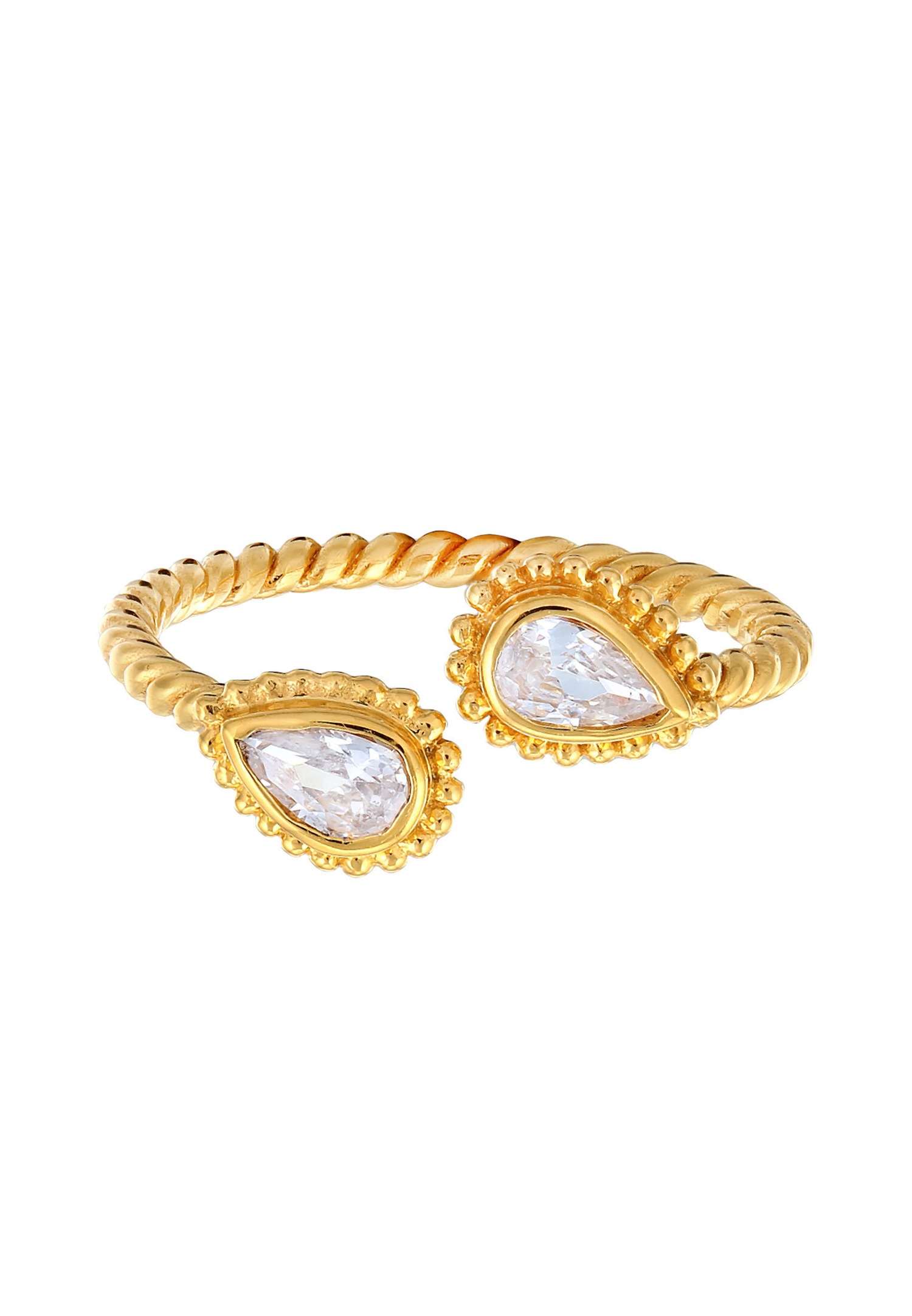 Elli Femmes Goutte Vintage Look Ouvert avec cristaux de zirconium en argent sterling 925 plaqué or