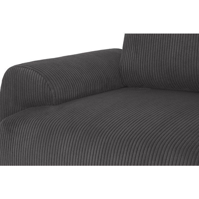 Divano trasformabile a 3 posti - MILO - Tessuto in velluto a coste grigio antracite - Vano contenitore - 254 x 99 x 84 cm