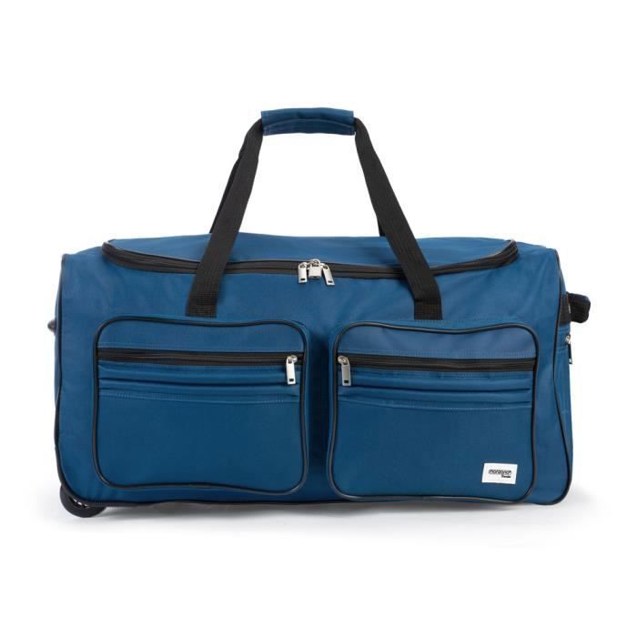 Monzana 85L blauwe reistas met wielen, trolley sporttas, telescopische handgreep, 2 vergrendelbare wielen