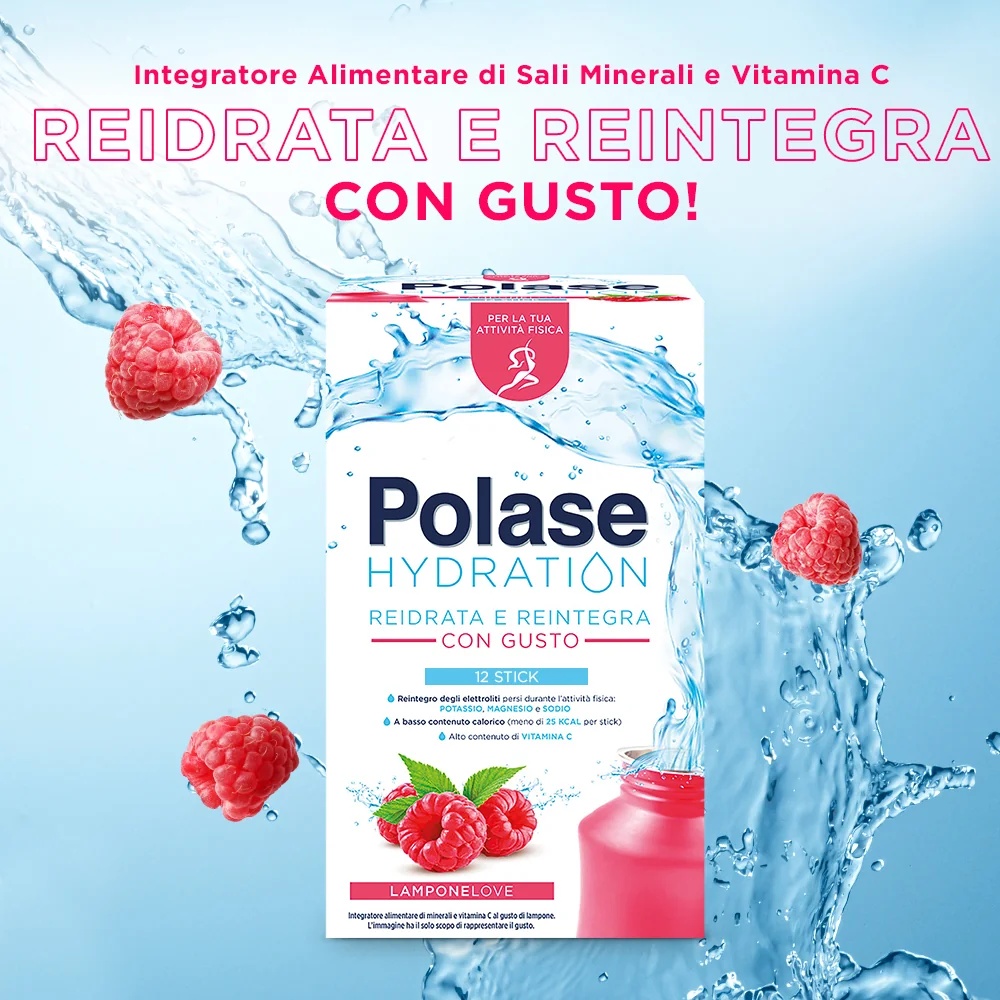 POLASE Polase Hydration Energie supplement met frambozensmaak, 12 zakjes, met magnesium en kalium