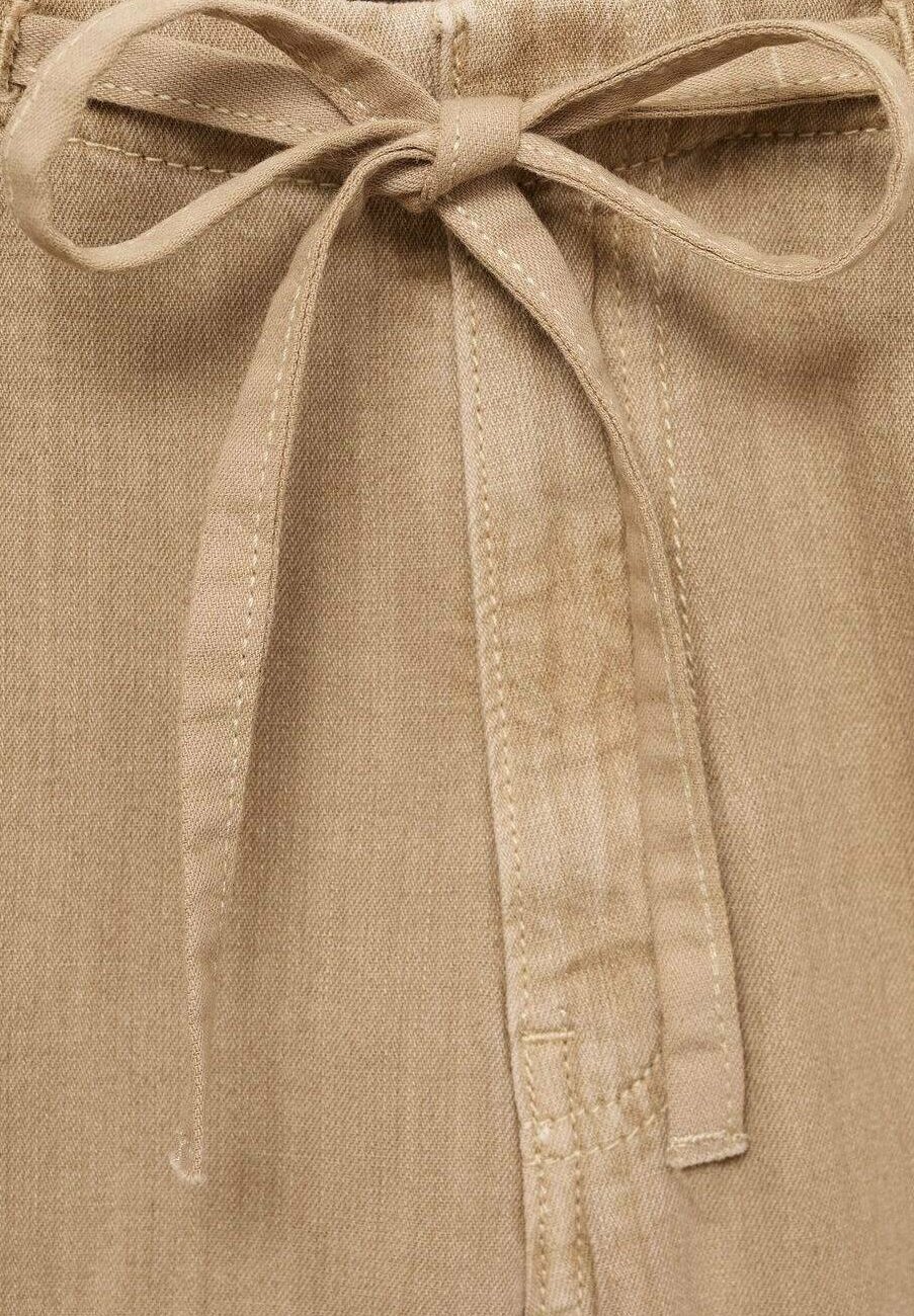 Pantaloni Mango WIDE WITH BELT - color sabbia