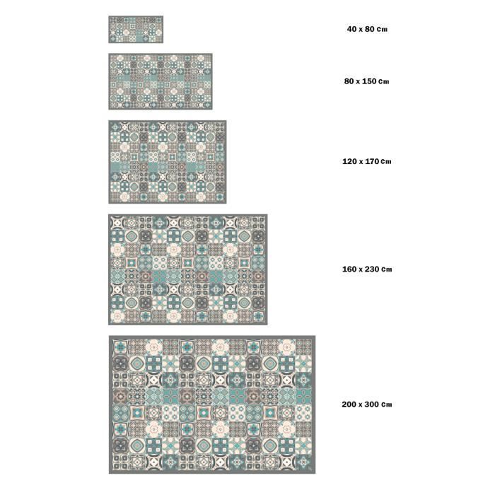 Alfombra de vinilo Panorama Cemento Azulejos 100x140 cm - Alfombra para cocina, oficina y sala de estar en PVC