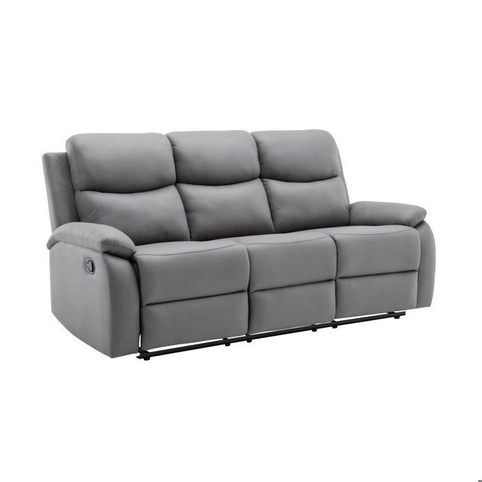 Ensemble 2 canapés + fauteuil relax manuel en PU gris clair - ZOLARA