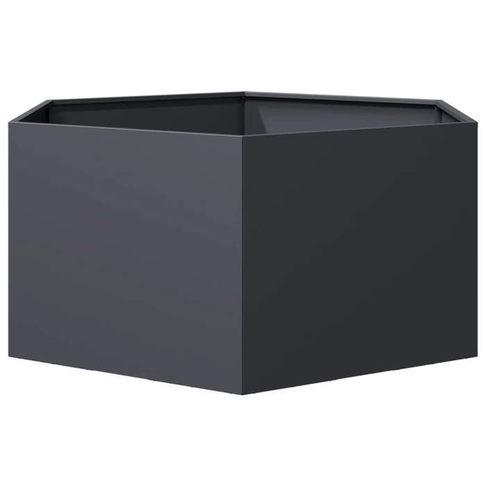 vidaXL Maceta hexagonal antracita de acero de 104x90x45 cm, maceta para flores, maceta para patio, maceta para jardín, 851131