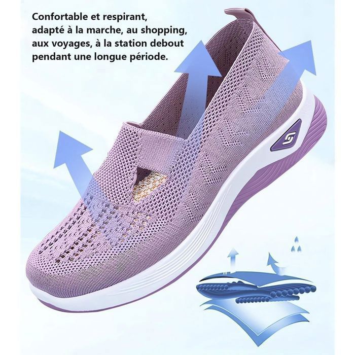 Scarpe ortopediche da donna, non scarpe da ginnastica slip-on, scarpe da passeggio ortopediche leggere con plateau, nere