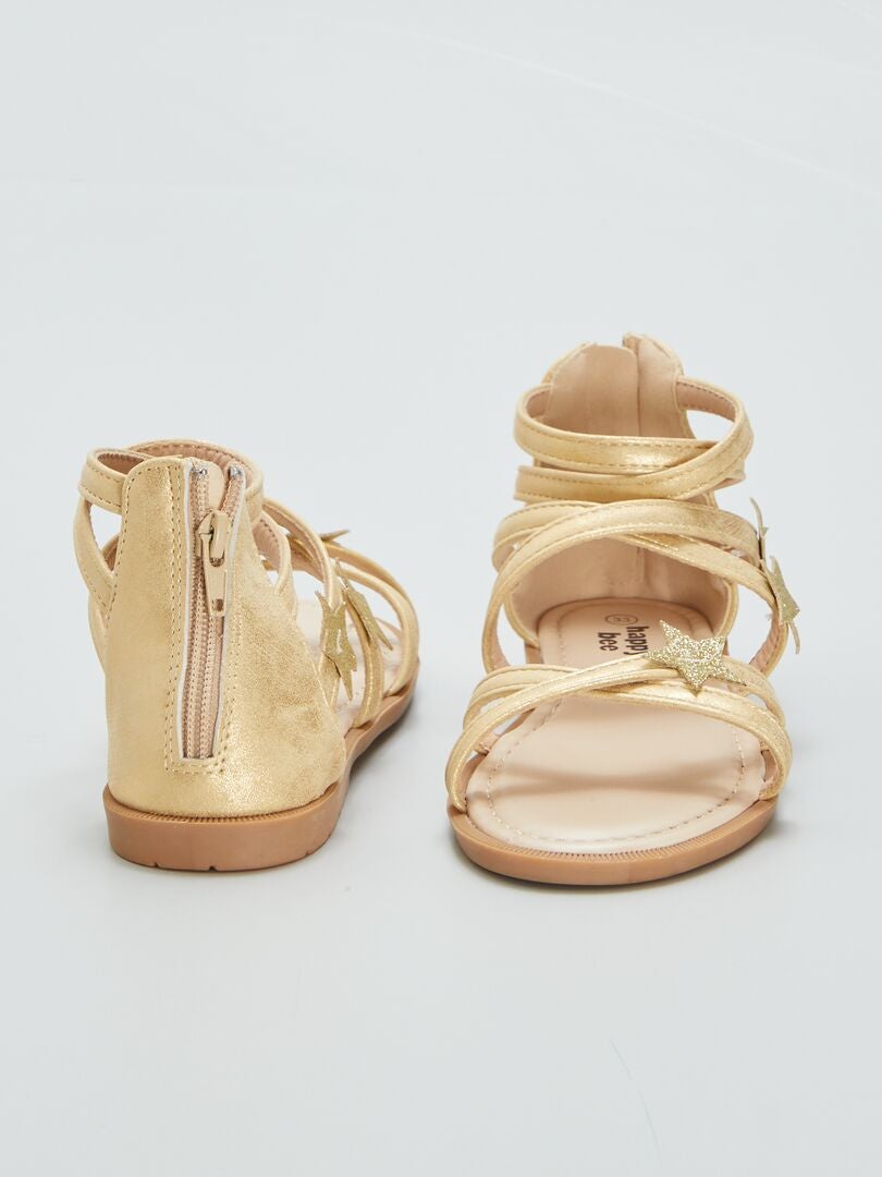 Lage sandalen met sterrenpatroon - BEIGE