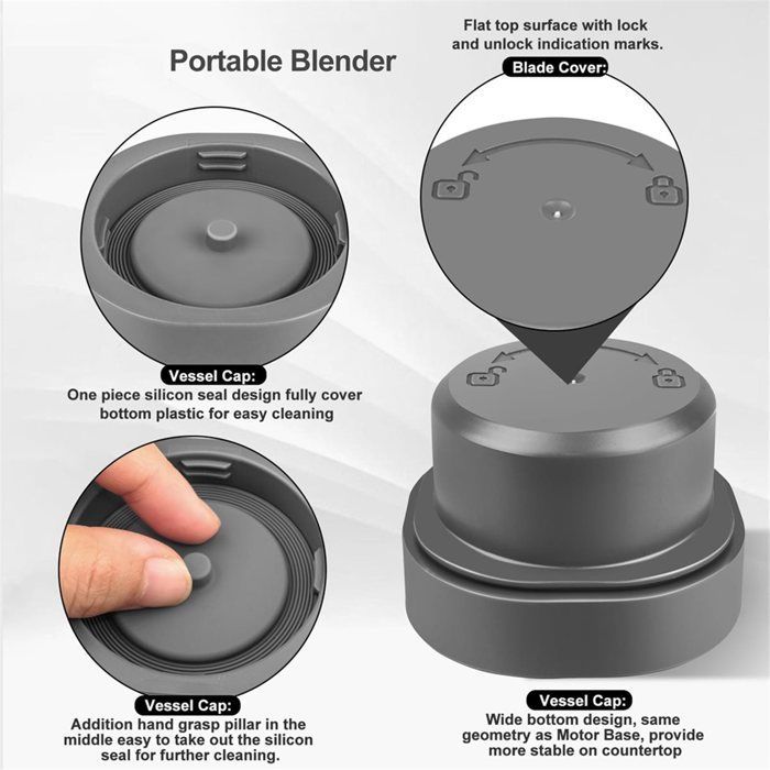Tapa de cuchillas y tapa del recipiente para licuadora Ninja Blast - Repuestos para licuadora portátil