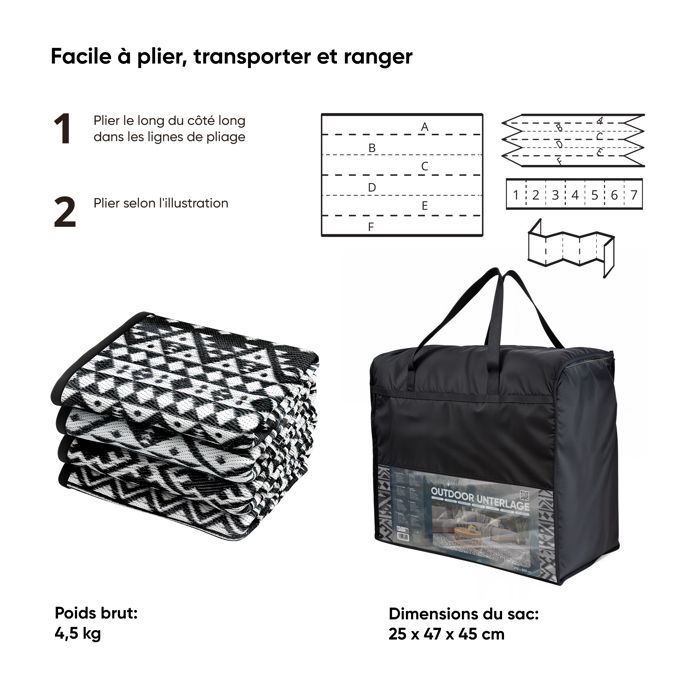 EVOCAMP Reversible Outdoor Rug 270×400 cm – Waterproof, UV Resistant, Carry Bag Included