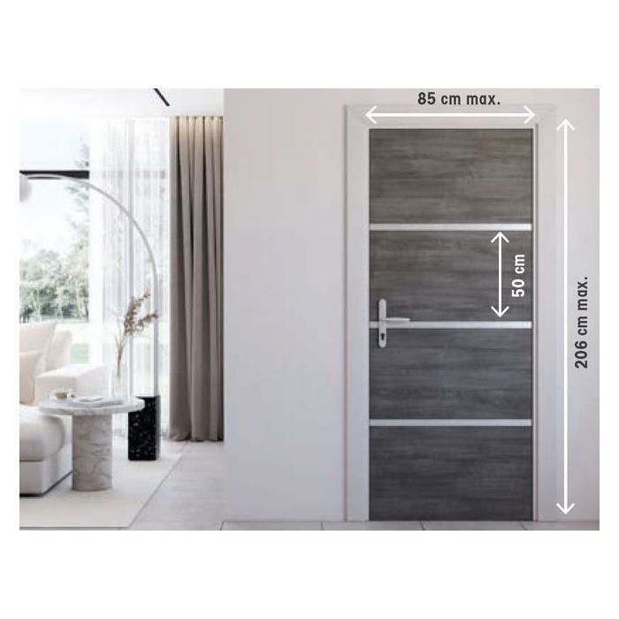 Réno’Porte kit rénovation porte Gris Agate + profilés noirs - pour portes lisses jusqu'à 85×206 cm
