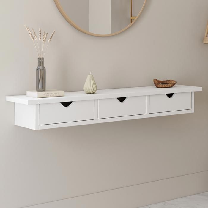 IDMARKET LISE 3-laden witte halconsole wandplank