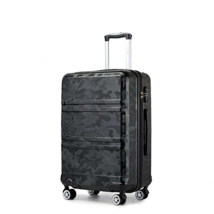 Kono Valise Cabine 51.5x38x21cm Légère Rigide Bagages Cabine en ABS Petite Valise de Voyage avec 4 roulettes et Serrure TSA, Noir