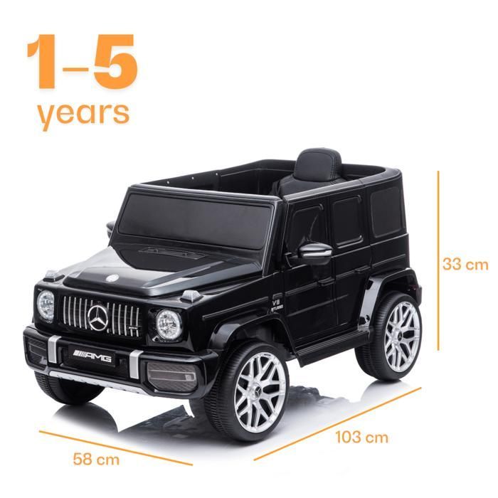 MERCEDES-BENZ G63 AMG Auto elettrica per bambini 12V - Nera - Età 1-5 anni - Prodotto con licenza ufficiale - Pneumatici in EVA - Batteria al litio