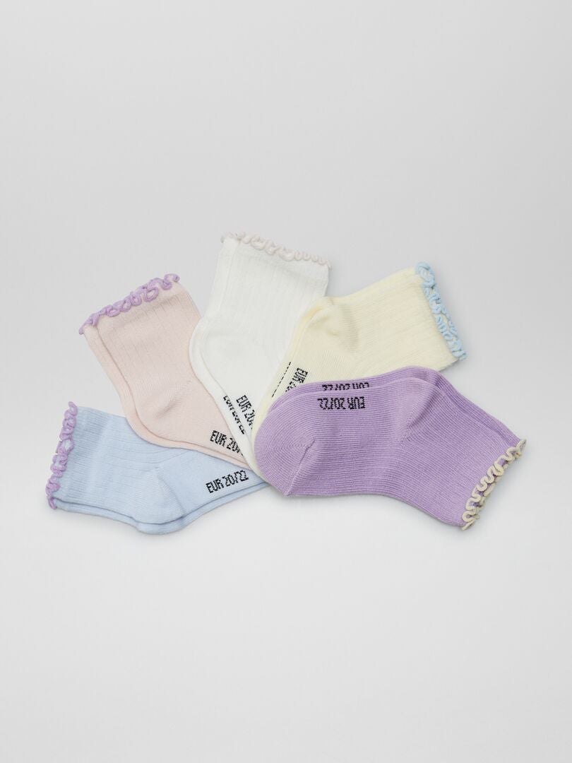 Conjunto de 5 pares de meias com babados - AZUL