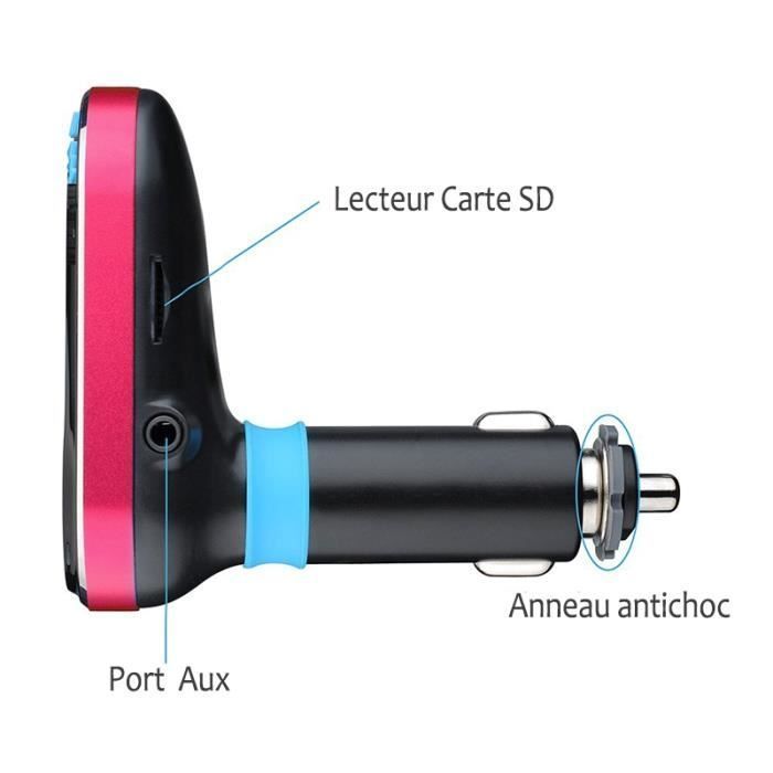 Kit vivavoce Bluetooth rosso per auto, compatibile con Logicom L-Ement 400, Logicom L-ite 500, L-ement 550, L-ement 451