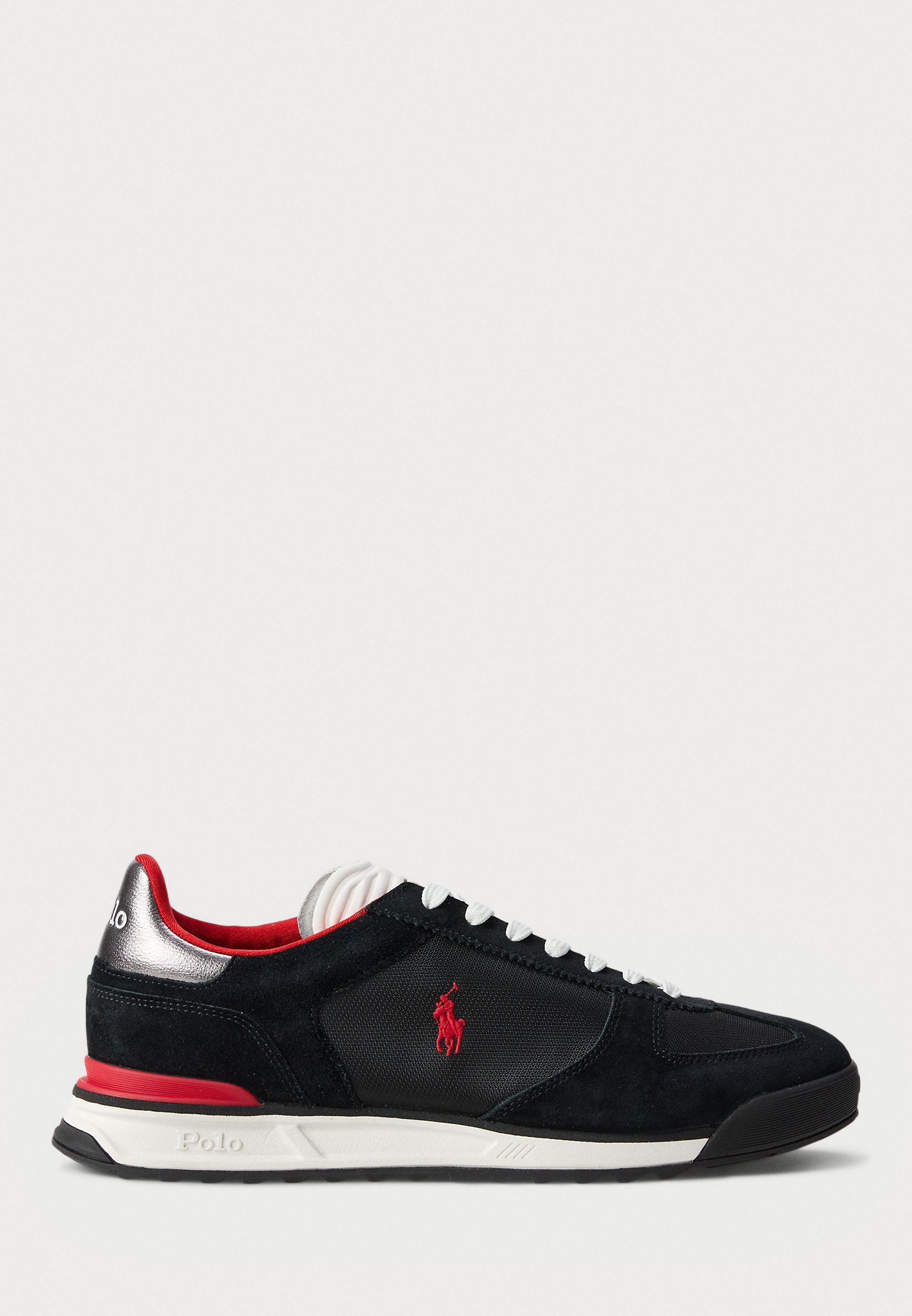 Polo Ralph Lauren VARICK SUEDE & OXFORD SNEAKER UNISEX - Sneakers - nero/grigio scuro/rosso