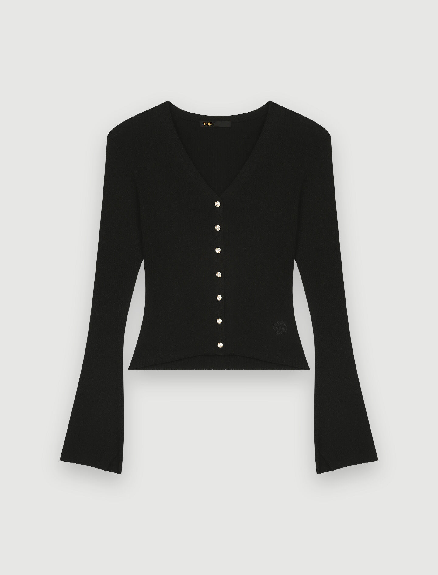 Cardigan tricotat ușor strălucitor - Negru