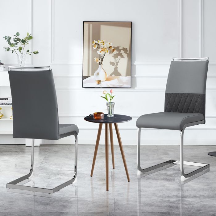 Juego de 4 sillas de comedor modernas, fabricadas en material grueso y resistente a la corrosión, con respaldo de cuero sintético PU y material sintético.