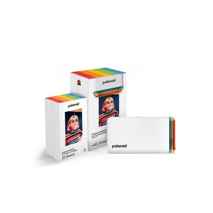 Impresora fotográfica compacta Hi·Print 2×3, impresora fotográfica de bolsillo POLAROID blanca.