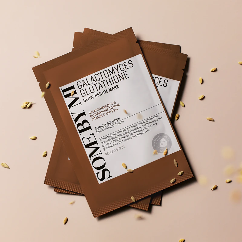 Rozjasňujúca pleťová maska Some By Mi Galactomyces Glutathione Glow Serum Mask pre citlivú a suchú pleť.