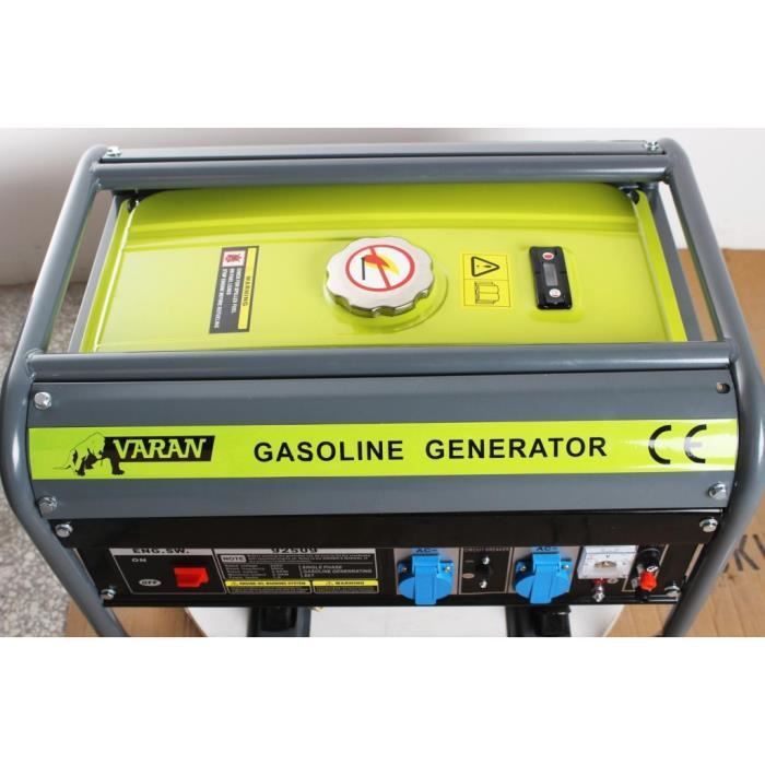 Generador de gasolina de 2200 W, 2 x 230 V, 1 x 12 V